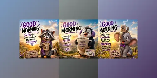 Funny Morning Coffee Greetings generated by chatgpt-image