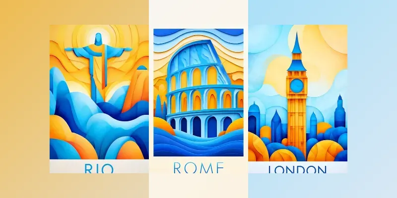 Layered Landmark Travel Posters generated by undefined