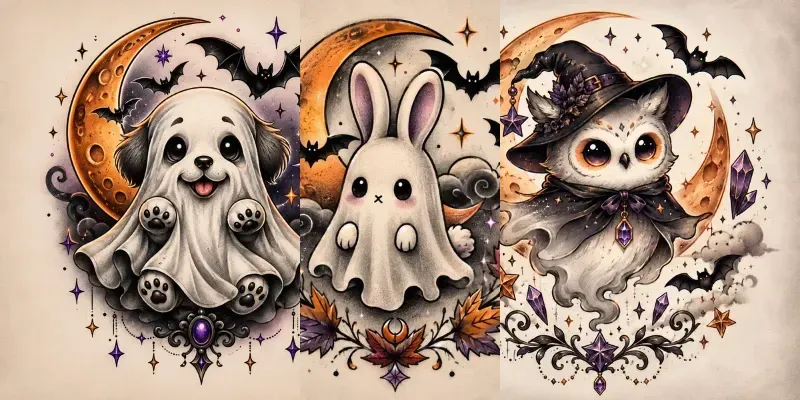 Cute Spooky Tattoo Flashes generated by undefined