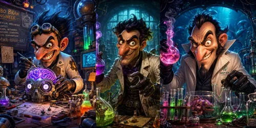 Mad Cartoon Scientists generated by chatgpt-image