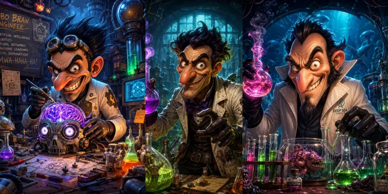 Mad Cartoon Scientists generated by undefined