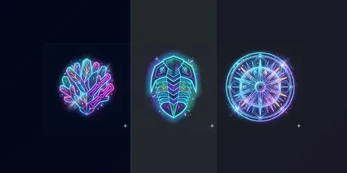 Modern Neon Fossil Emblems generated by gemini-image