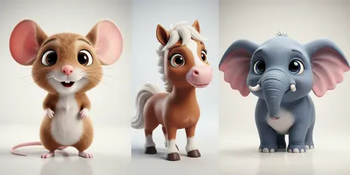 3D Cartoon Animals generated by gemini-image