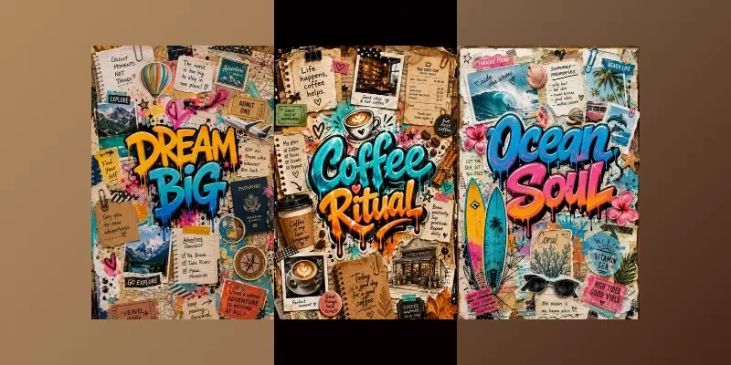 Vibrant Junk Journal Collage Kits generated by undefined