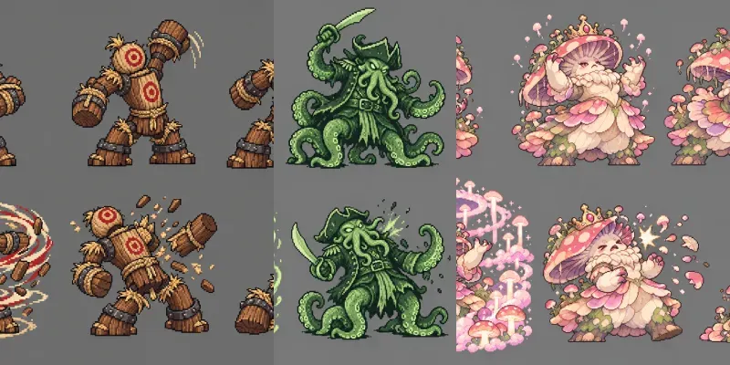 Pixel Art Boss Battle Sprite Sheets
