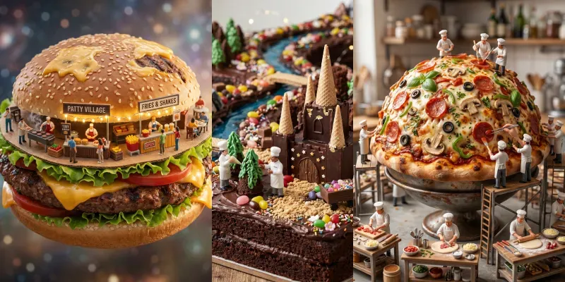 Giant Food Planet Photography Prompt generated by undefined