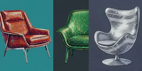 Sequin Mosaic Modern Furniture Art generated by gemini-image