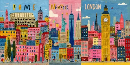 Vibrant City Posters generated by midjourney