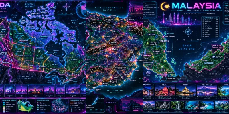 Cyberpunk Neon Maps