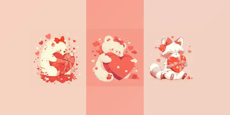 Line Art Cute Animal Heart Drawings generated by undefined