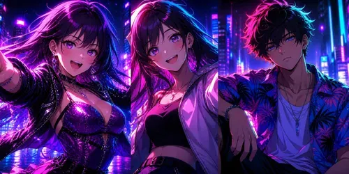 Neon Party Girl Energy Anime Scenes generated by leonardo
