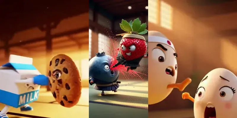Cute Food Dojo Fight Scenes 3D generated by undefined