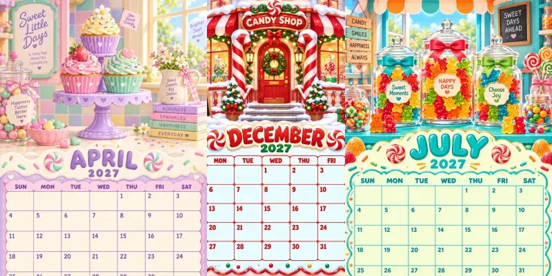 Candy Shop 2027 Calendar Pages