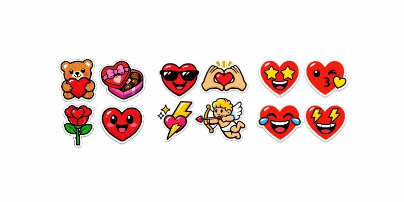 Sticker Style Illustrations For Valentines generated by undefined