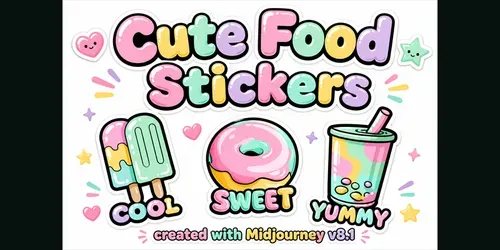 Cute Food Stickers generated by midjourney