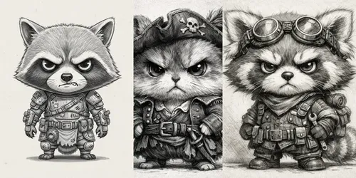 Grumpy Chibi Animal Rogue Illustrations generated by chatgpt-image