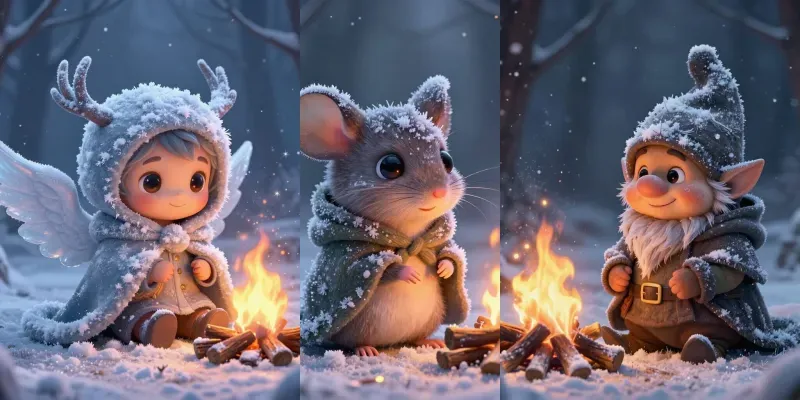 Cute Magical Creatures In Winter Forests generated by undefined