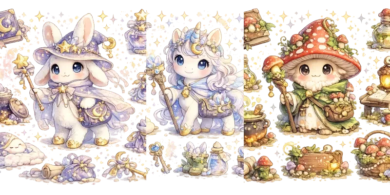 Cute Magical Character Clipart Sets generated by undefined