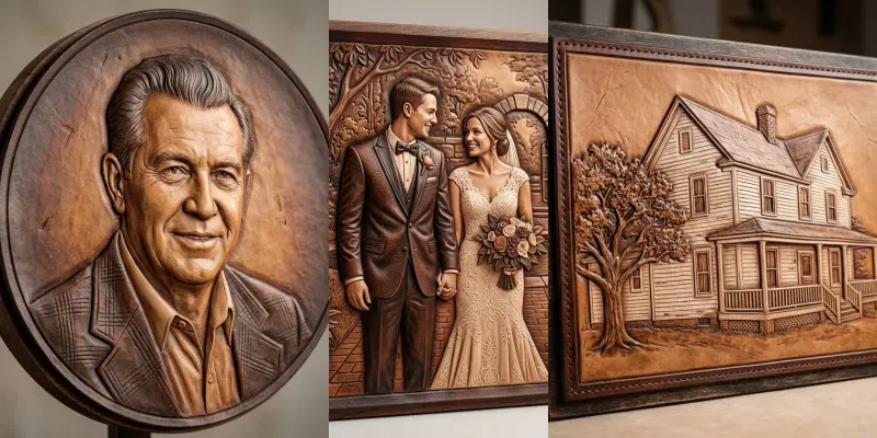 Photos To Embossed Leather Artworks generated by undefined