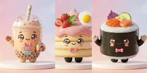 Kawaii Food Mascot Avatars generated by gemini-image