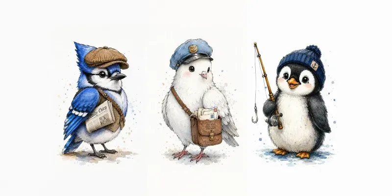 Watercolor Artisan Birds And Pets generated by undefined