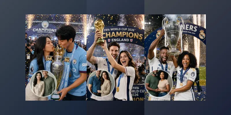Couple Football Trophy Celebration generated by undefined