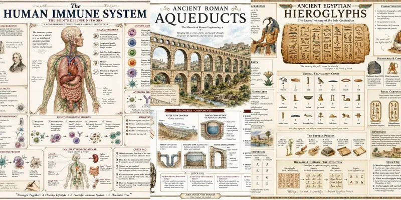 Vintage Educational Posters generated by undefined