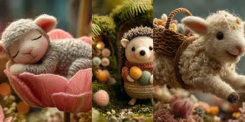 Needlefelted Easter Garden Tales generated by midjourney