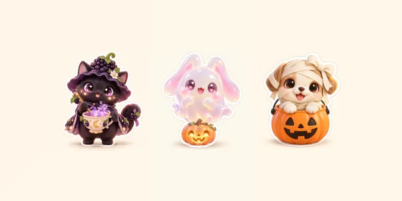 Weird Cute Halloween Sticker Packs