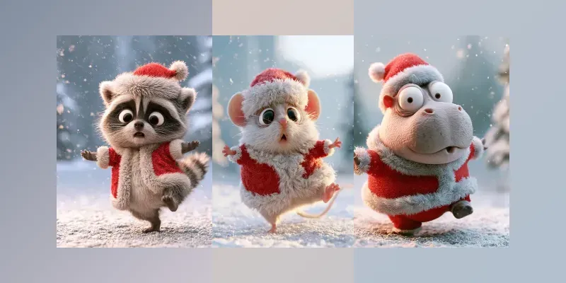 3D Santa Animal Characters
