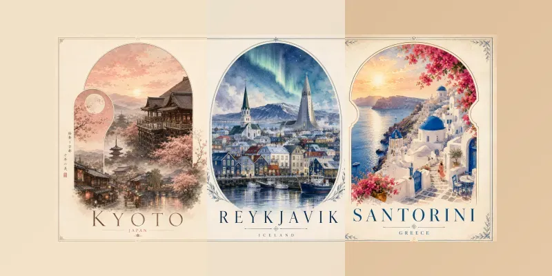 Elegant City Travel Posters generated by undefined