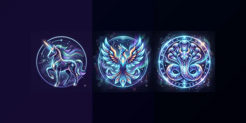 Glowing Mythical Creature Emblems generated by undefined