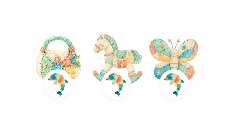 Artisanal Amigurumi Watercolor Cliparts generated by undefined