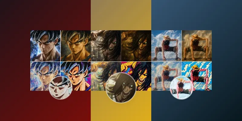 4 Style Anime Artistic Comparisons generated by undefined