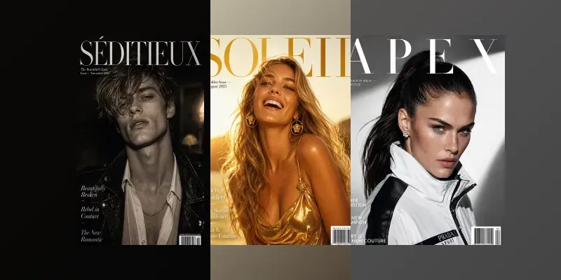 Cinematic Vogue Fashion Magazine Covers generated by undefined