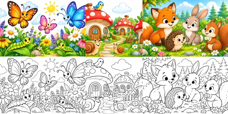 Cute Nature Coloring Page Art