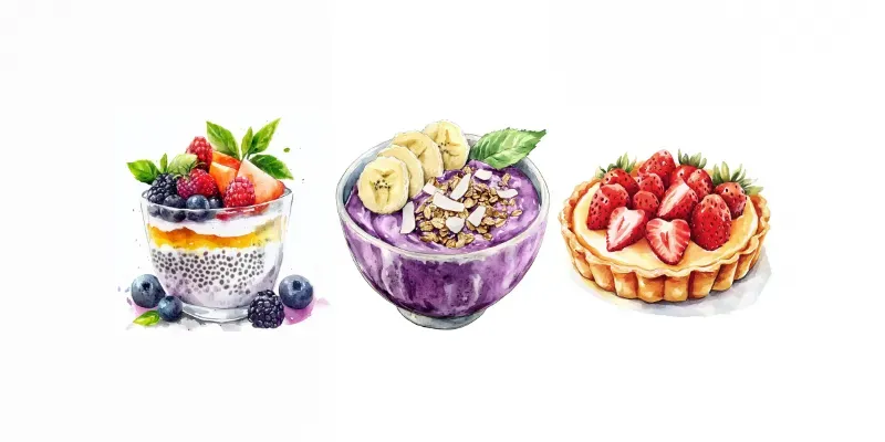 Delicate Watercolor Food Illustrations generated by undefined
