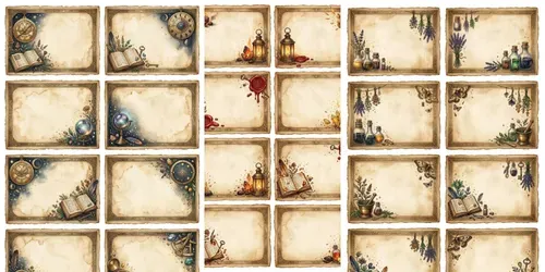 Grimoire Magic Cards Sheets generated by gemini-image