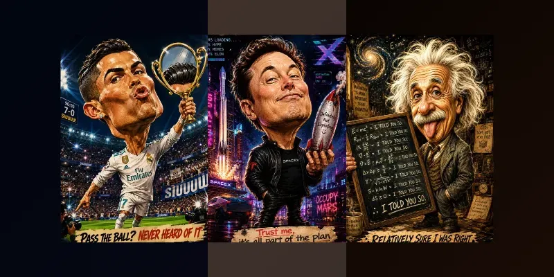 Sarcastic Celebrity Caricature Portraits generated by undefined