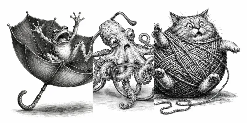 Surreal Vintage Animal Engravings generated by undefined