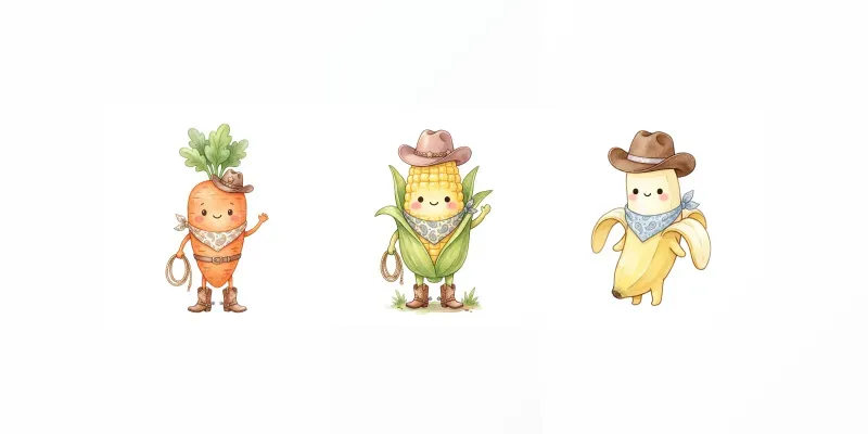Howdy Kawaii Watercolor Food Clipart generated by undefined