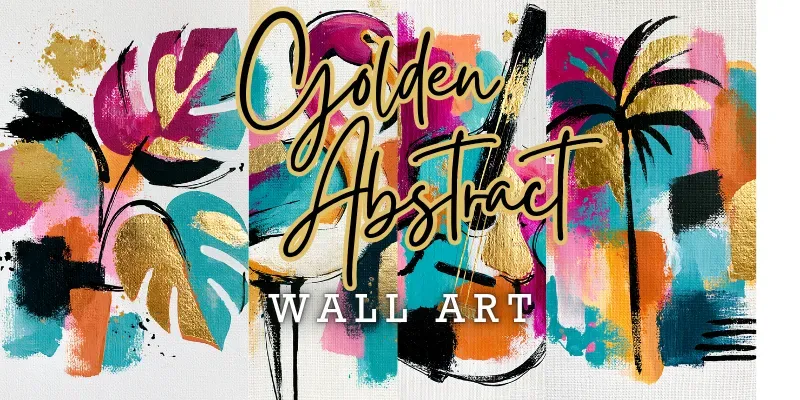 Golden Abstract Wall Art generated by undefined