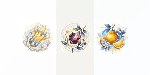 Modern Glowing Citrus Fruit Emblems generated by gemini-image