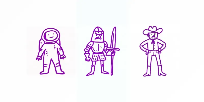 Minimalist Purple Character Line Art