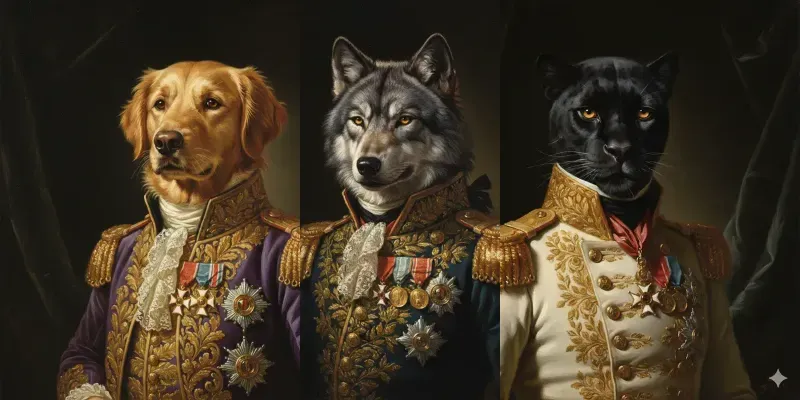 Regal 18thcentury Feline Portraits generated by undefined