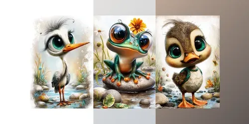 Cartoon Riverside Summer Cuties generated by midjourney