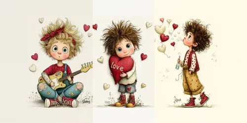 Whimsical Valentine Boy Storybook Clips generated by midjourney