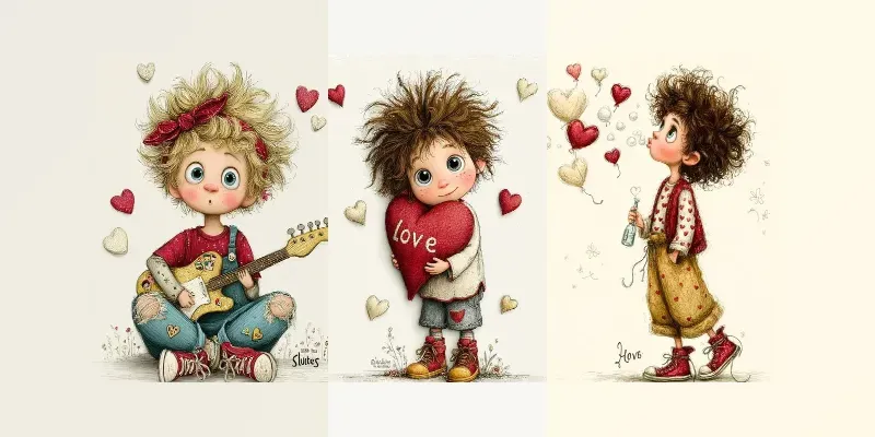 Whimsical Valentine Boy Storybook Clips generated by undefined