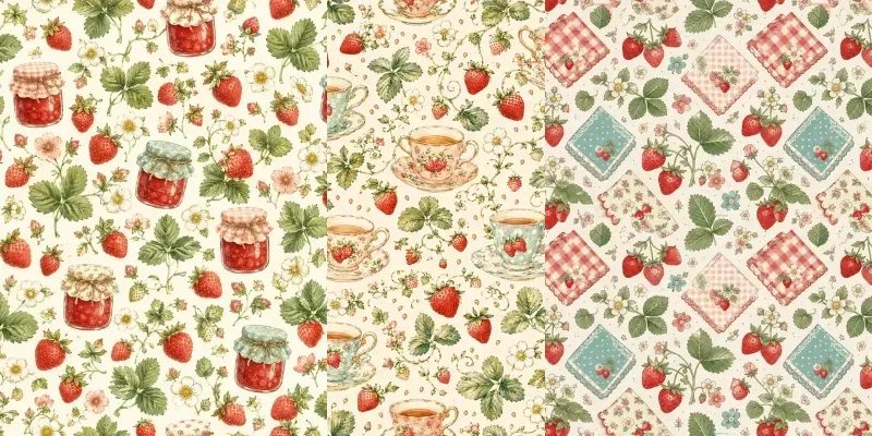 Strawberry Kitchen Seamless Patterns generated by undefined