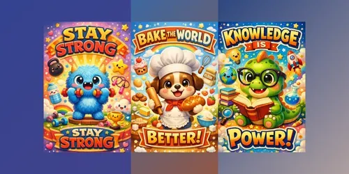 Cute Cartoon Motivational Posters generated by chatgpt-image